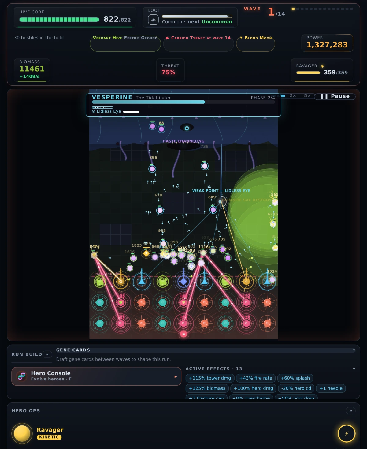 A Mega Boss raid: Vesperine's weak point exposed under focused fire